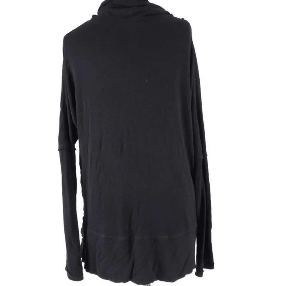 Bordeaux Anthropologie Abbie Black Cowl Neck Ribbed Oversize Sweater Sz XS - Picture 3 of 5